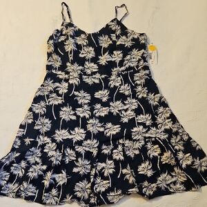 a.n.a White and Blue Ruffled Tiered Sundress